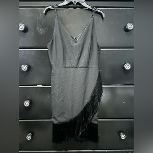 Black cocktail dress with tassel bottom